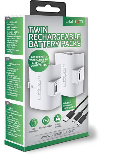 VENOM Xbox Series S/X & One White Twin Battery Pack + 3 méteres kábel