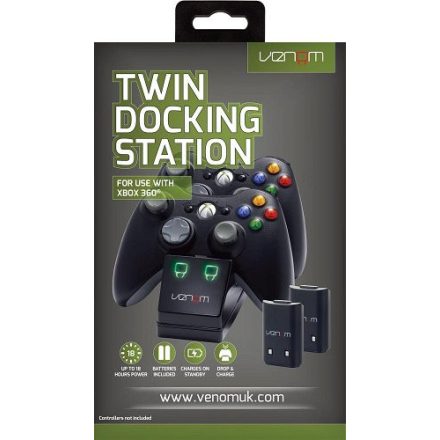 Töltőállvány VENOM VS2891 Xbox 360 Black Twin Docking Station + 2 akkumulátor